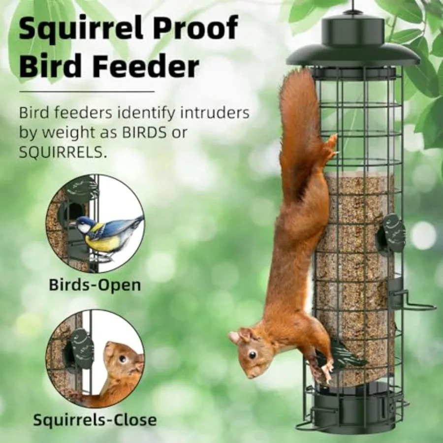 【Spot goods】Squirrel Proof Bird FeederMetal Mesh Bird Feeders for Outdoors Hanging Gravity Protection Squirrel Proof Wild Bird view 3