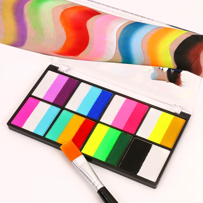 Water-Soluble Rainbow Palette Face Paints Body Makeup Set - Vibrant Non-Toxic for Kids Adult Party Halloween Cosplay Decoration