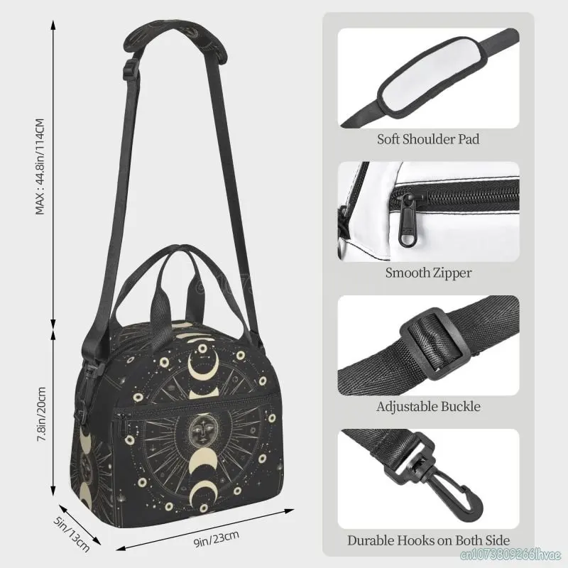 Moon Star Mystic Sun Astrology Tarot Goth Insulated Lunch Bag Thermal Lunch Box Cooler Tote for Adults Kids Work School Picnic