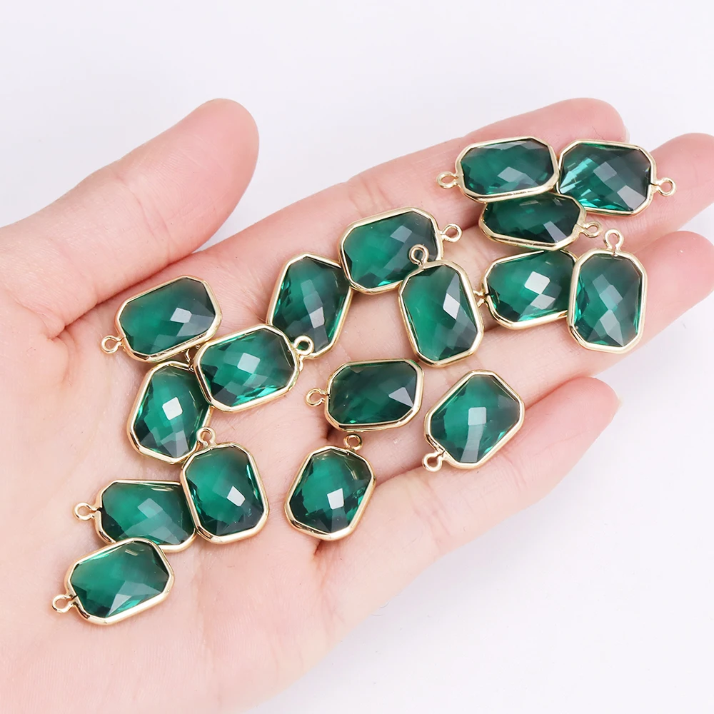 6Pcs 18x12MM Alloy Glass Quadrate Charms for Women\'s Jewelry Making Diy Fashion Crystal Pendant Necklace Earrings Accessories Gi