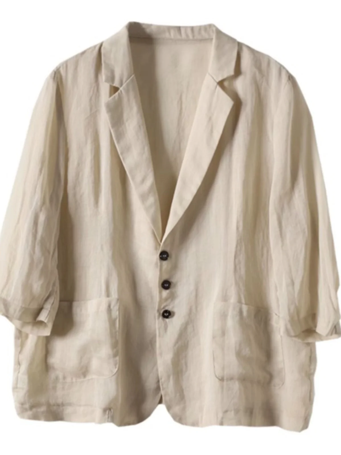 كتان نسائي للحماية من الشمس irt رفيع بزر واحد متعدد الاستخدامات من القطن والكتان للتنقل الصيفي لون نقي سبعة Sve