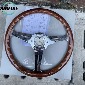 JDM-Universal Sports Fun, Wood Style steering wheel, chrome radius, retro nd car, 14in, 358mm 8 Main Sales Madeira steering wheel - №4