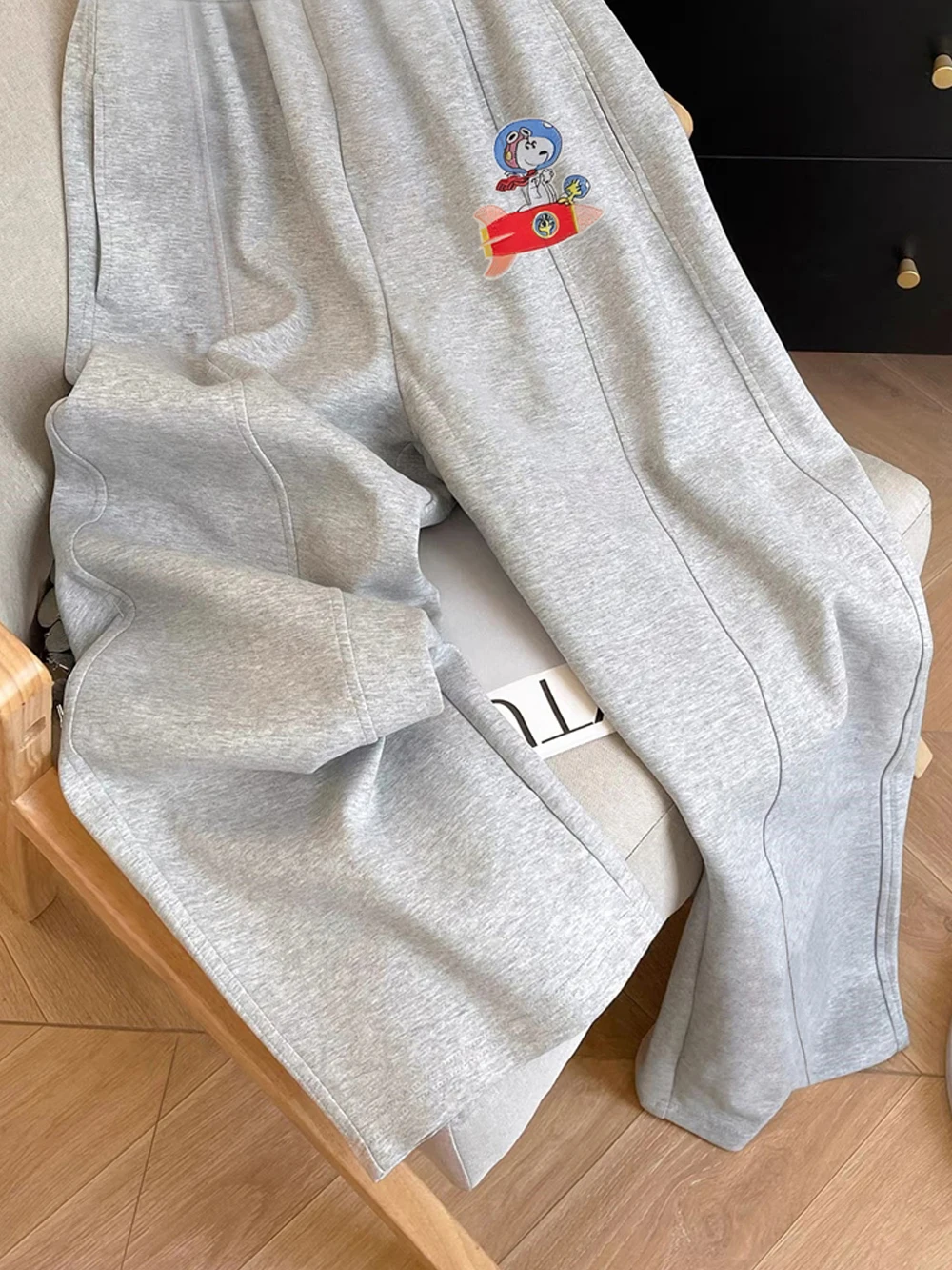 Rétro doux dessin animé imprimé taille haute pantalons décontractés hommes printemps automne Faion mince ample polyvalent sport jambe large pantalon