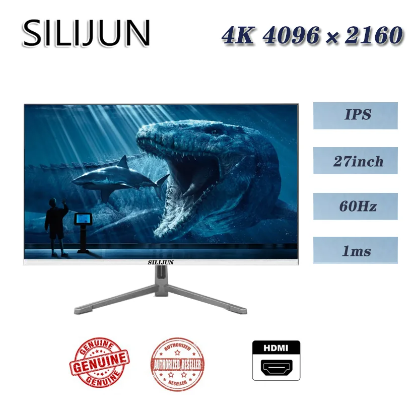 SILIJUN 27inch  60Hz LED Monitor 4096×2160  Screen  4K HD Gaming HDMI  Flat Panel Portable Monitor