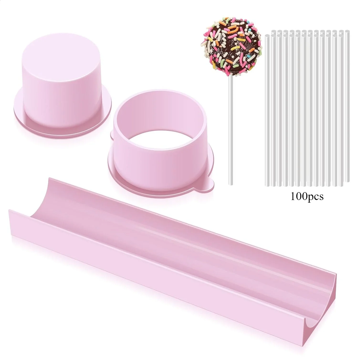 Circle Cake Pop Mold Set with 9 Inch Tray Easy Cake Pop Cutter and Pusher Circle Maker for Home Baking Birthday Parties Wedding