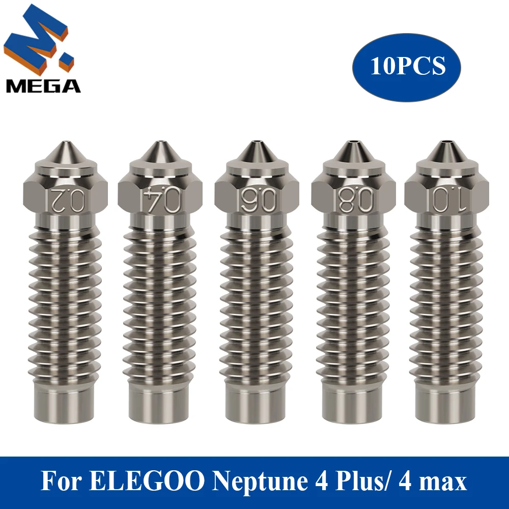 

10pcs For ELEGOO Neptune 4 Plus/4 Max Copper Plated Nozzles 3D Printer Parts 1.75mm nozzle for elegoo Neptune 4max 4 Plus