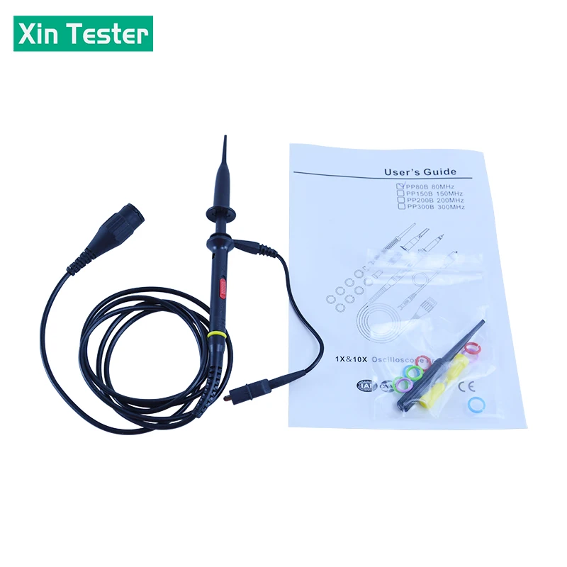 Xin Tester sonda oscilloscopio digitale X1 X10 60MHz 80MHz sonde di prova Osciloscopio con vite di regolazione lunghezza 130cm