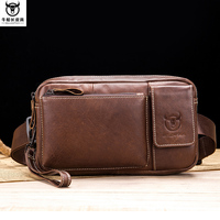 BULLCAPTIAN leather waist bag with belt, mobile phone bag, outdoor sports  Fanny Pack for men Men's Clutch Casual Key Bag