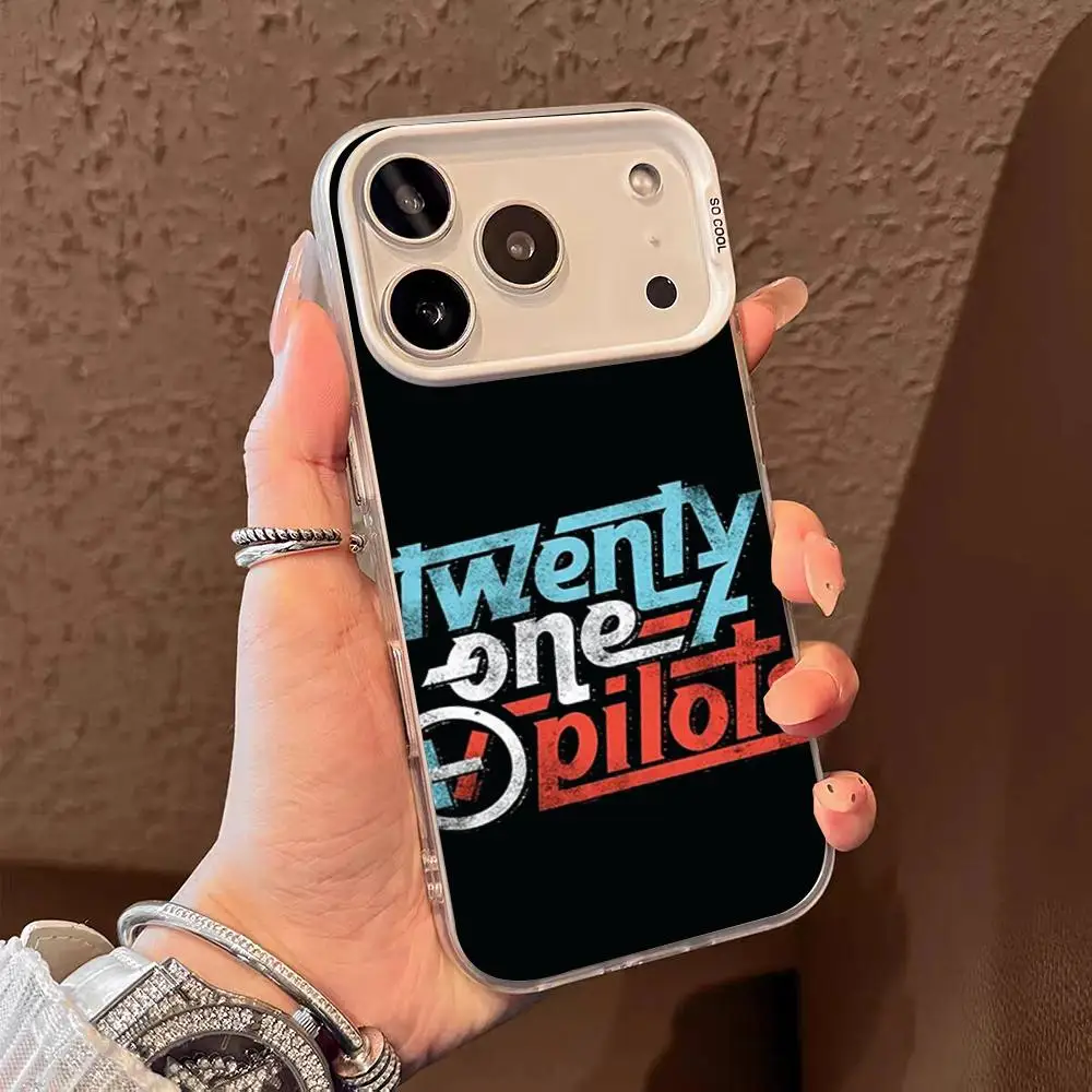 حافظة هاتف T-Twenty O-One Pilots Band لهاتف IPhone 17 Air 16 E 15 14 Plus 13 12 11 Pro Max غطاء فضي ملون #5