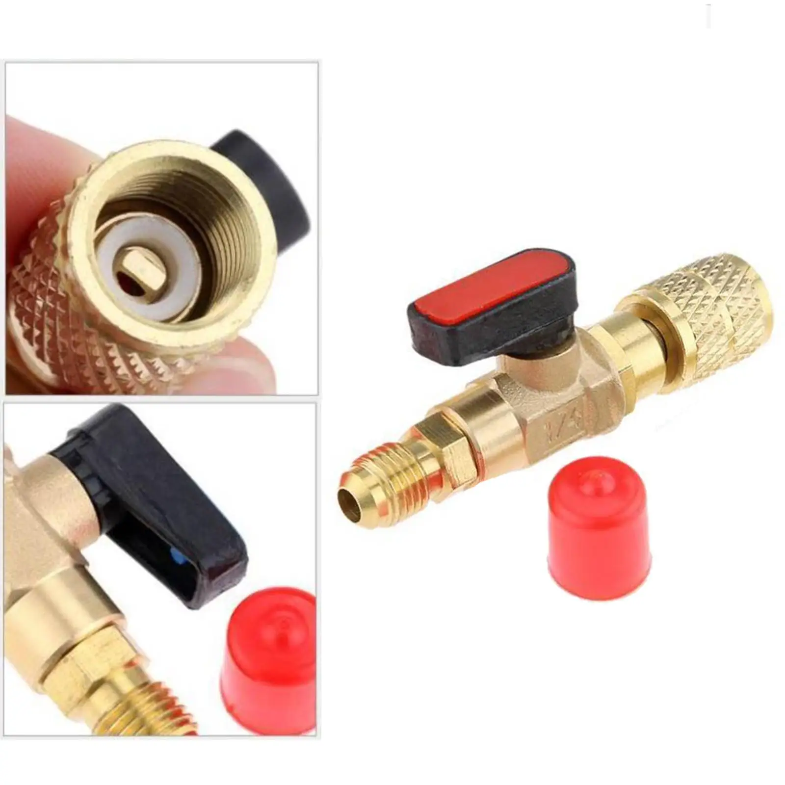 1/4 "SAE เกลียวตรงวาล์วสําหรับสายชาร์จเครื่องปรับอากาศบริการยานยนต์