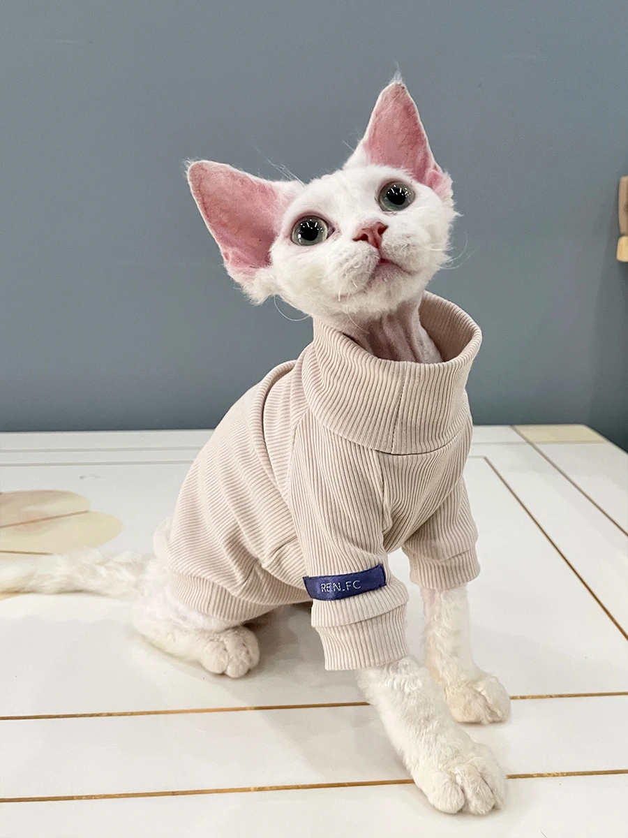 Simple Pajamas for Sphynx Cat Summer Fabric 2-legged Vest for Kittens Soft Mint Green Sleeveless T-Shirt for Devon Rex