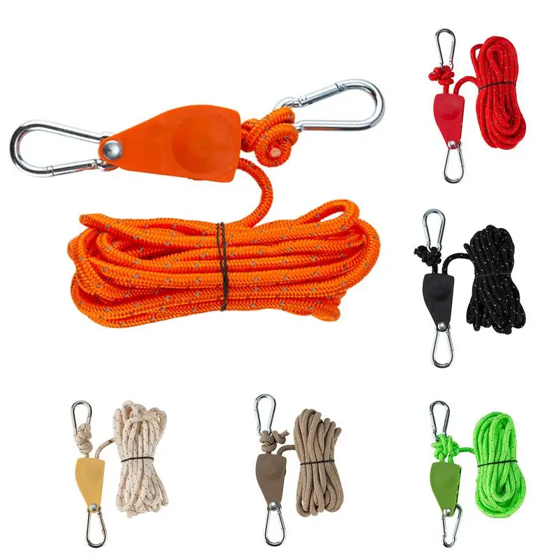 Tent Rope Pulley Light Hangers For Grow Tent Outdoor Activity Adjustable Tent Pulley 0.2inch Thick Rope Aluminum Alloy