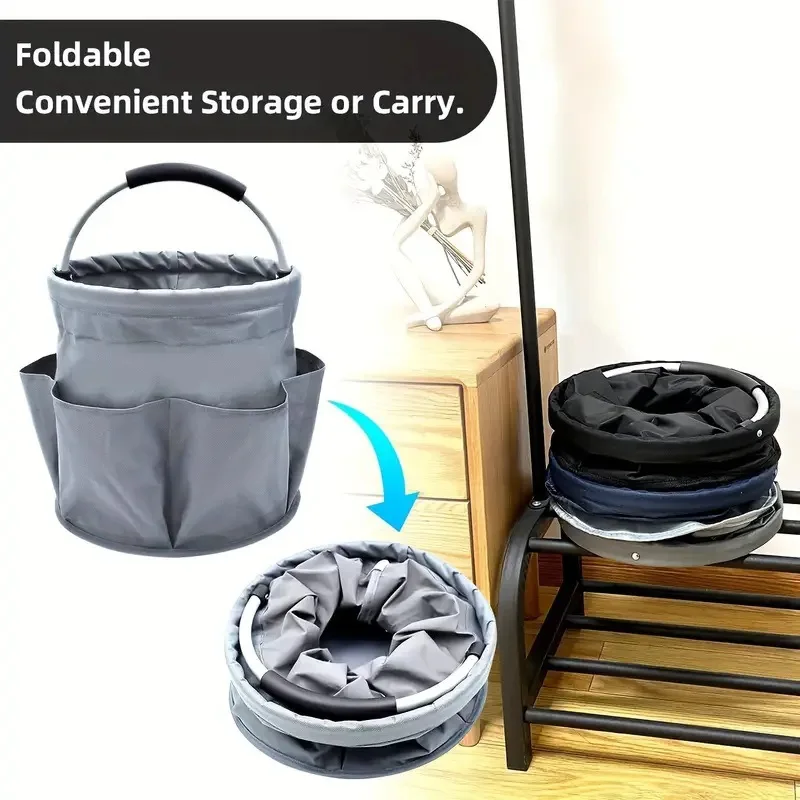17L Large Storage Organiser Bag Folding Basket Picnic Tote Outdoor Cleaning Caddy with Handle Tool Bag Cleaning Supplies