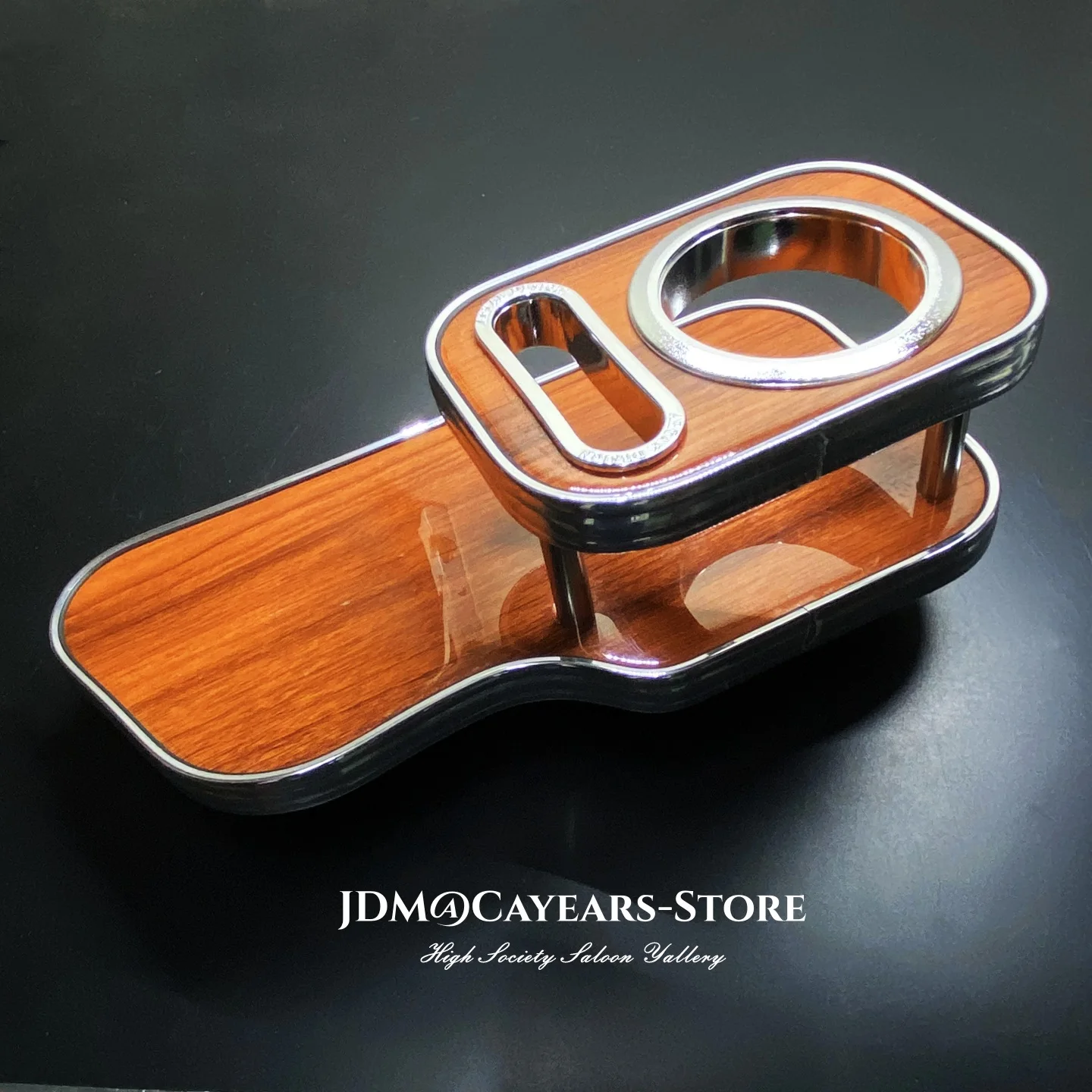 

JDM Chrome Wood Grain Luxury Drinks Cup Holder Large VIP Table Car Driver Door Bar Counter Instrument Desk Fit For Suzuki Wagonr