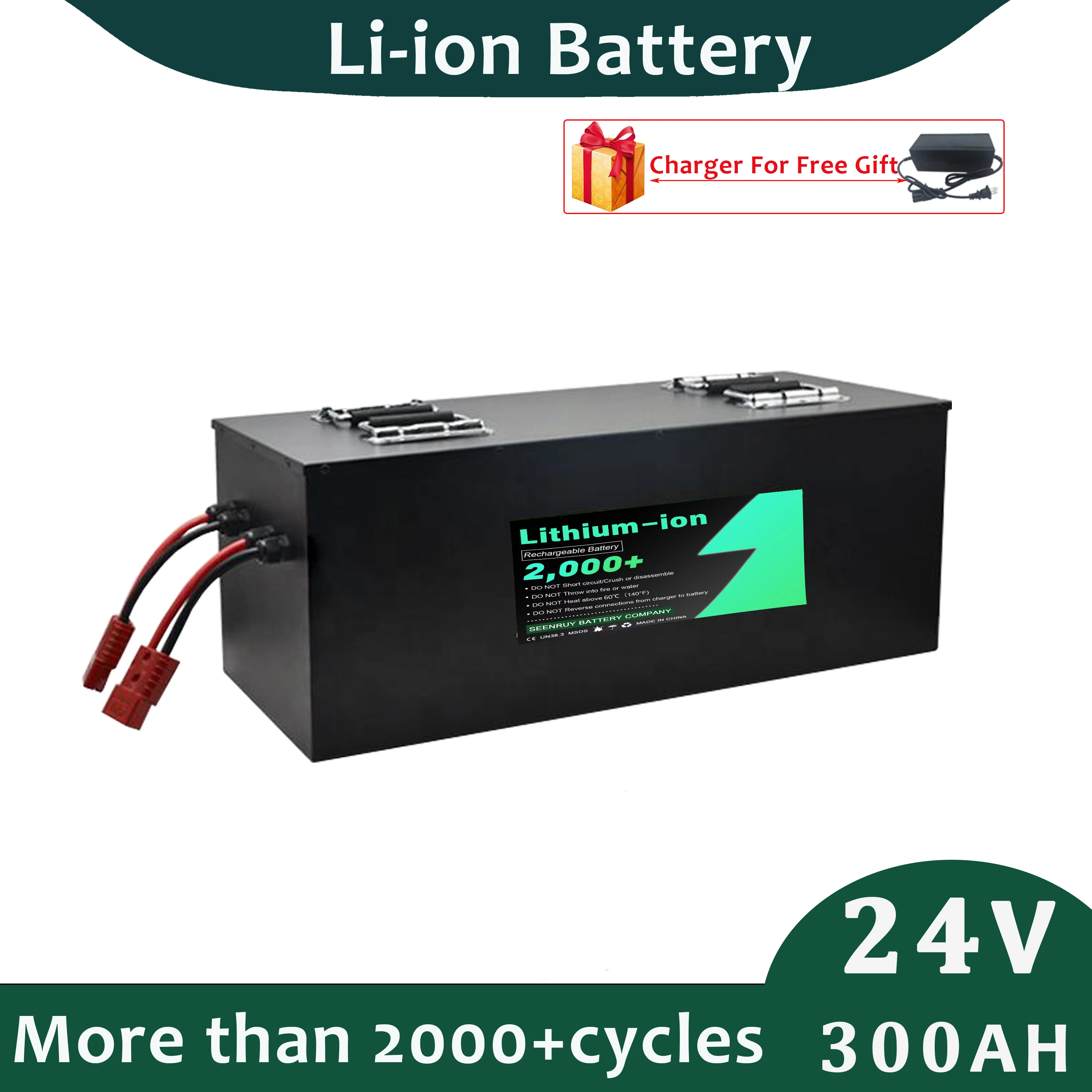 Batterie Lithium-Ion 24V 300Ah, parfaite pour chariot de camping-car électrique RV avec chargeur 20A