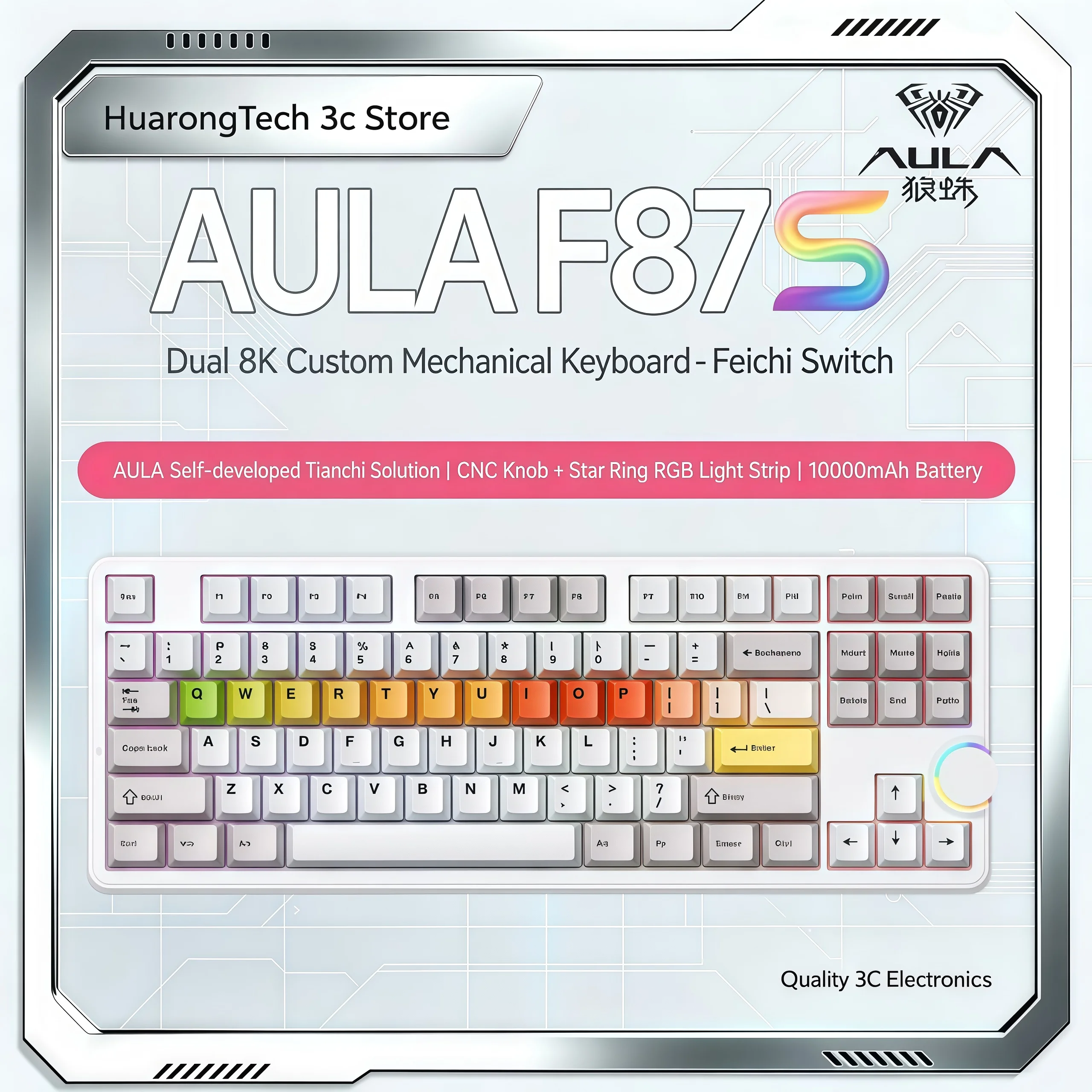 Aula F87S Mechanical Keyboard Customized Wireless Three-mode Bluetooth Gasket Structure For E-sports Games CNC Keyboards