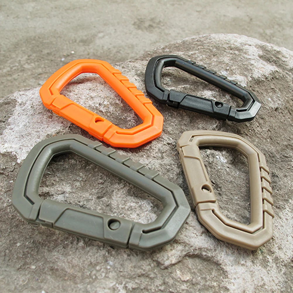 5/10 Pcs Plastic Snap Hook D-Shape Carabiner Tactical Molle Backpack Buckle Keychain Outdoor Camping Climbing Bags Accessories