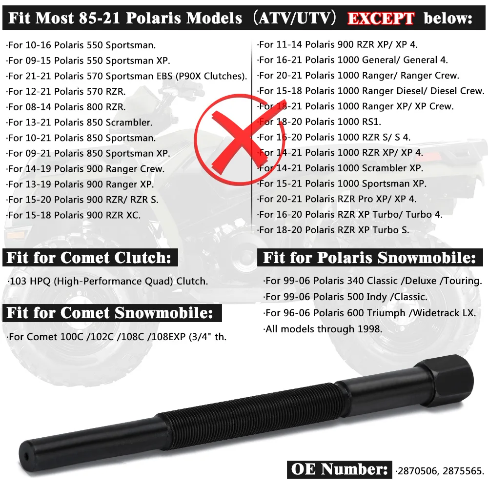 Primary Drive Clutch Puller Tool For Polaris Sportsman 90 300 335 400 450 500 550 600 700 800 850 Sportsman X2 XP 550 850