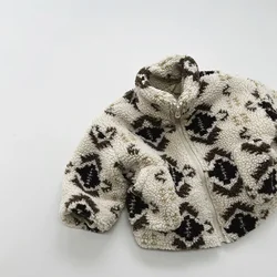 Korean Version Cotton Jacket Winter New for Boys and Girls with Cotton Plush Warm Cotton Coat Baby Trendy Children's Clothing