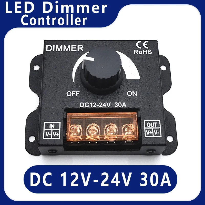 DC 12V-24V LED Dimmer Switch Voltage Regulator 12 24 V Volt 30A 360W Adjustable Controller For LED Strip Lamp Dimming Dimmer ﻿