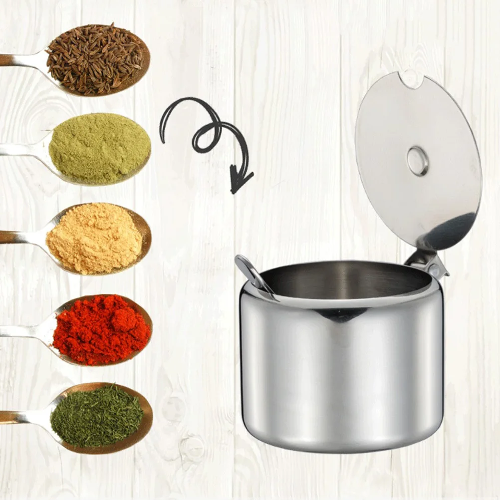 

Small Stainless Steel Seasoning Jar Multipurpose Canister Storage Container Spoon Sugar Spice Seasoning Jar Spice Containers