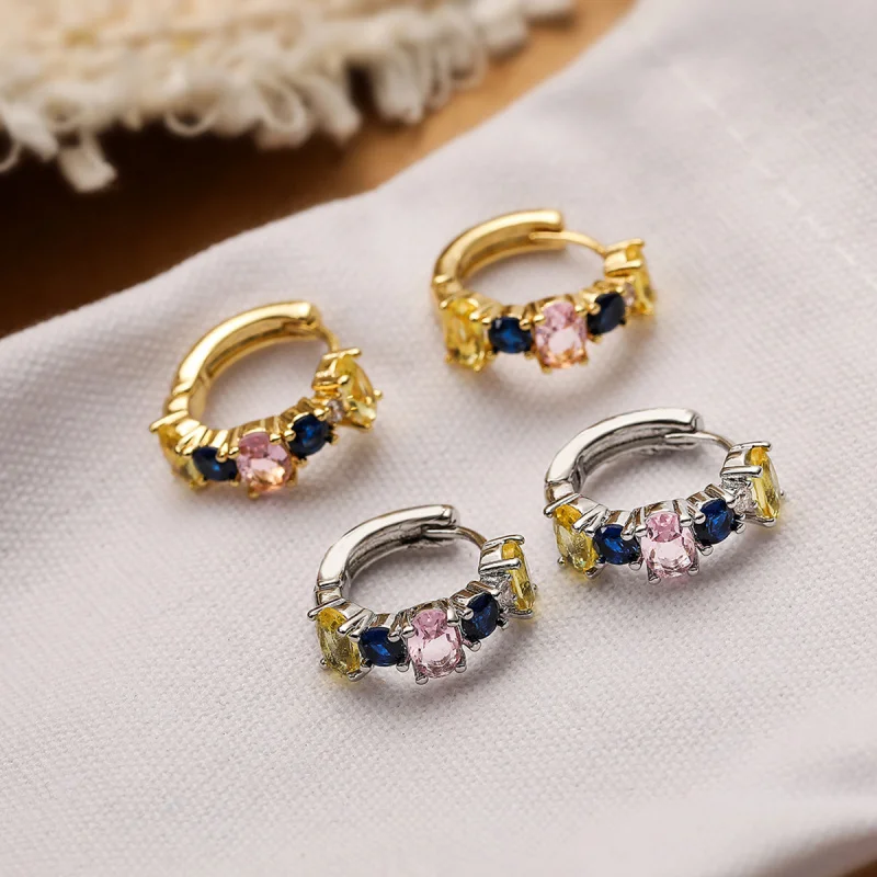 

Fashion Exquisite Copper Gold-Plated Zircon Geometric Hoop Earrings for Women Niche Light Luxury Versatile Mini Earrings