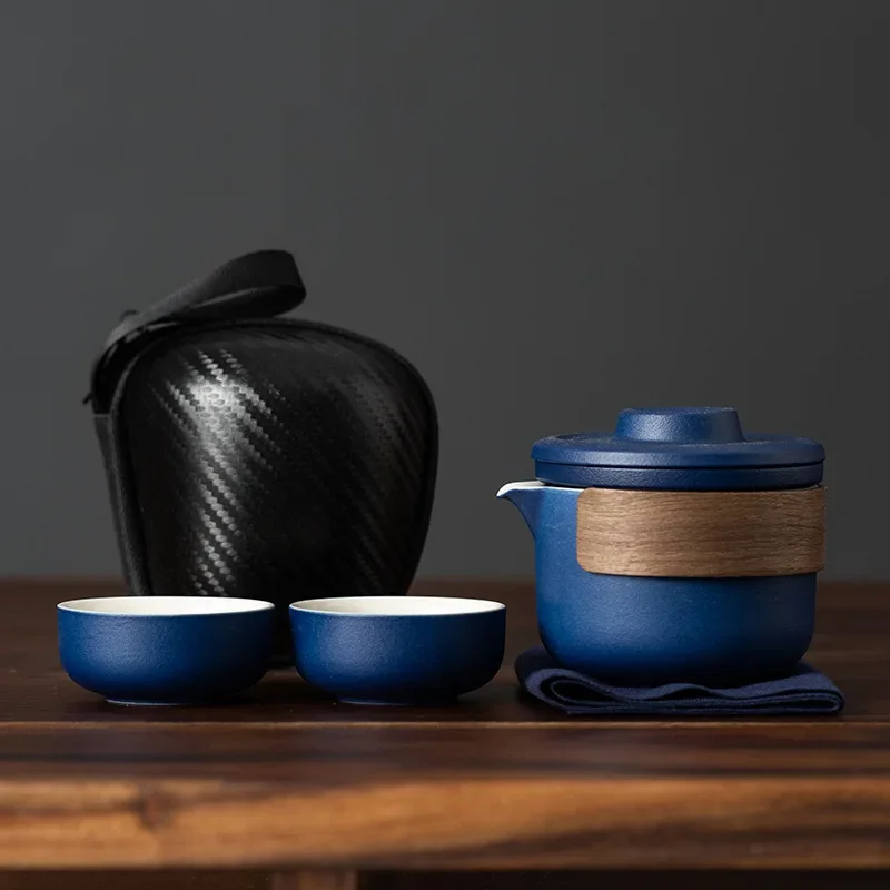 Portable Outdoor One Pot and Two Cups Travel Tea Set Business Gift Quick Cup Car Souvenir Kung Fu Tea Sets Complete Set Luxury