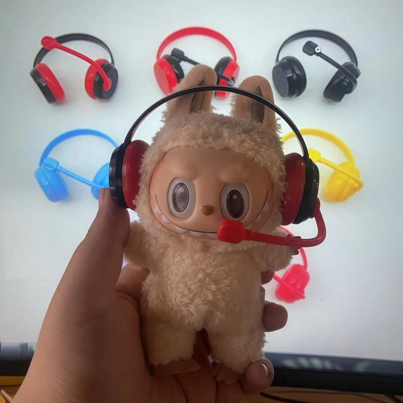 

15/17cm Labubu Doll Mini Headphones for V1 V2 V3 Labubu Doll Color Microphone Headphones DIY Clothing Accessories Toy Gifts