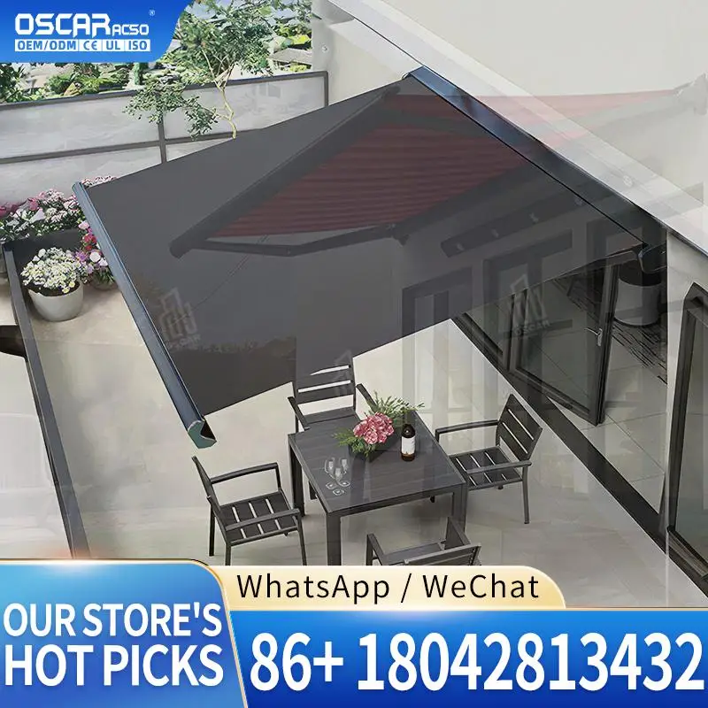 Double Side Motorised Retractable Aluminum Awning Outdoor Decor Alluring Butterfly Canopy for Terrace Restaurant Patio Retractab
