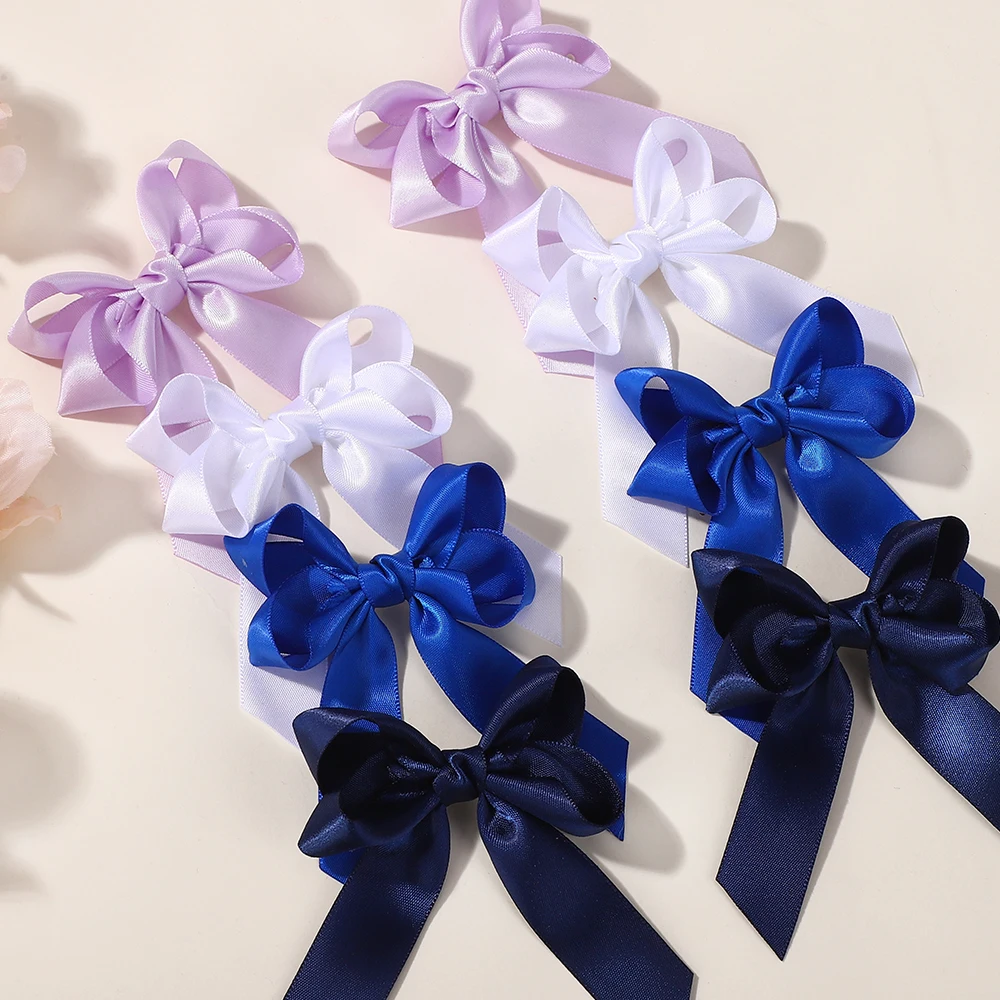 

2Pcs/set Solid Color Bowknot Hair Clips for Girls Delicate Ribbon Bows Hairpins Kids Hair Accessories Wholesale