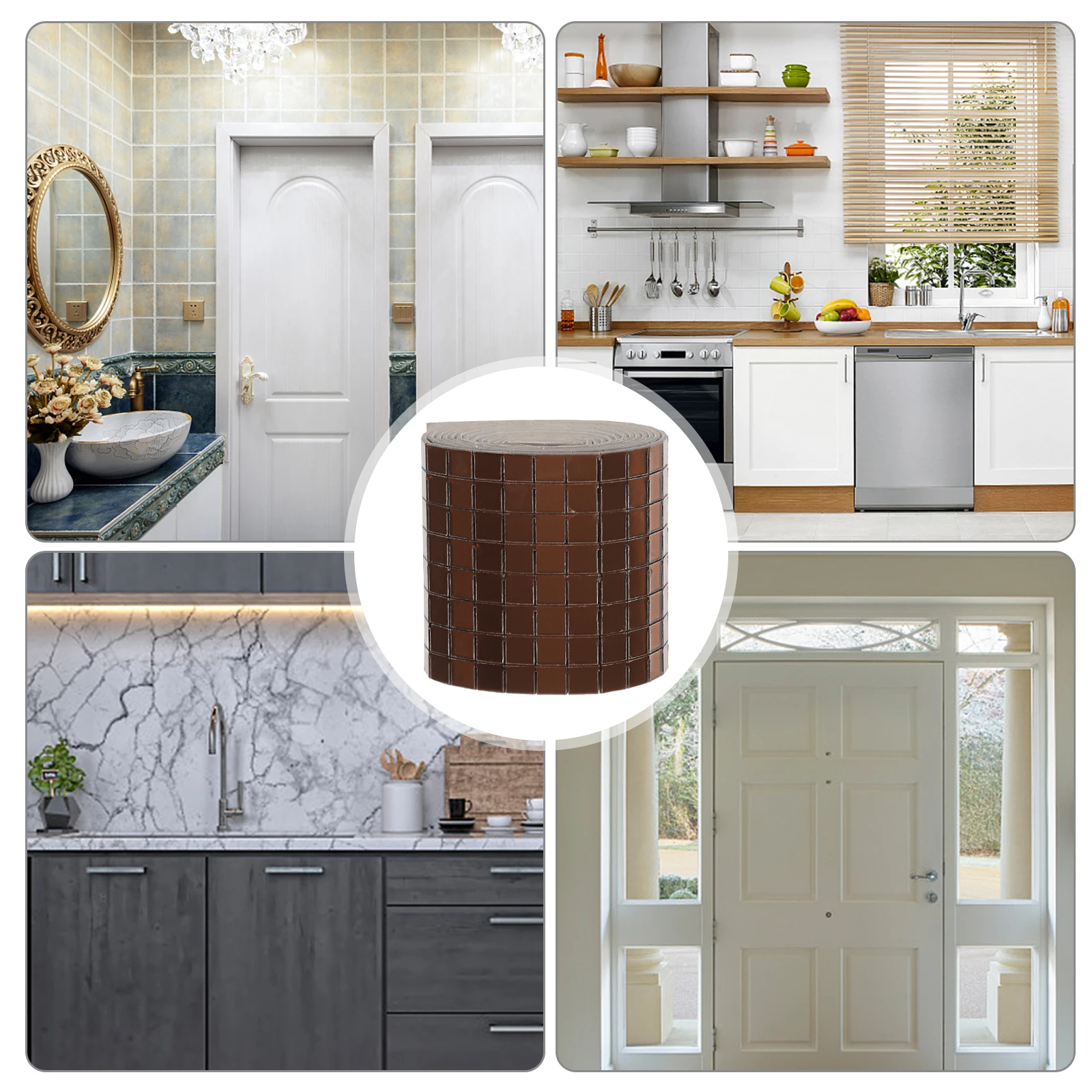 

6 Rolls Mosaic Stickers Self Adhesive Decorative Wall Tiles DIY Craft Decals Kitchen Bathroom Garden Supplies Tile Surface Oil