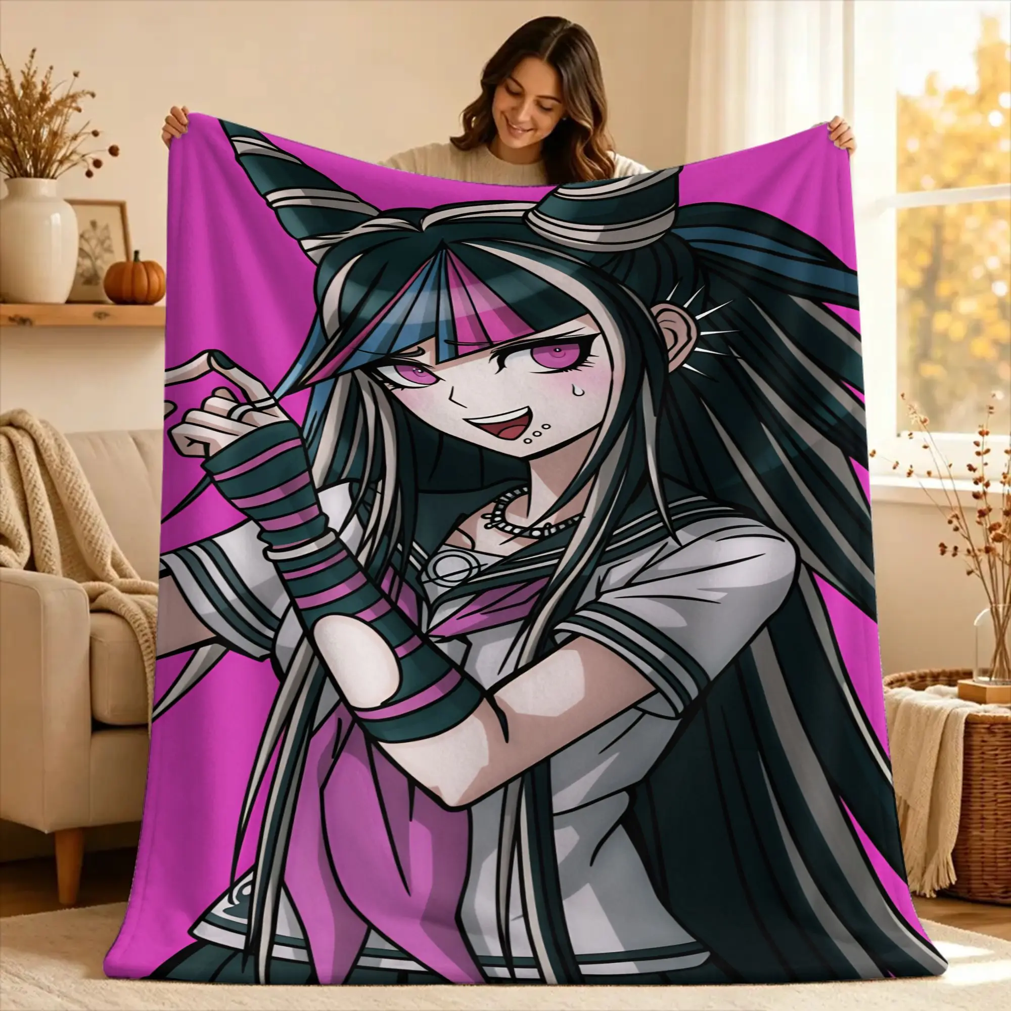 Danganronpa Ibuki M-Mioda Blankets  Plush Throw Blanket For Home Decor Travel Office Flannel Bedspread Bed Cover