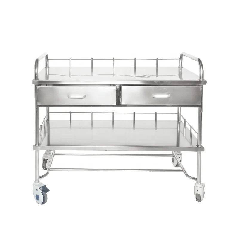 Medical  Hospital Trolly for Sale 201 Stainless Steel  Wards Visit Trolley Hospital Medical Cart Treatment Trolley