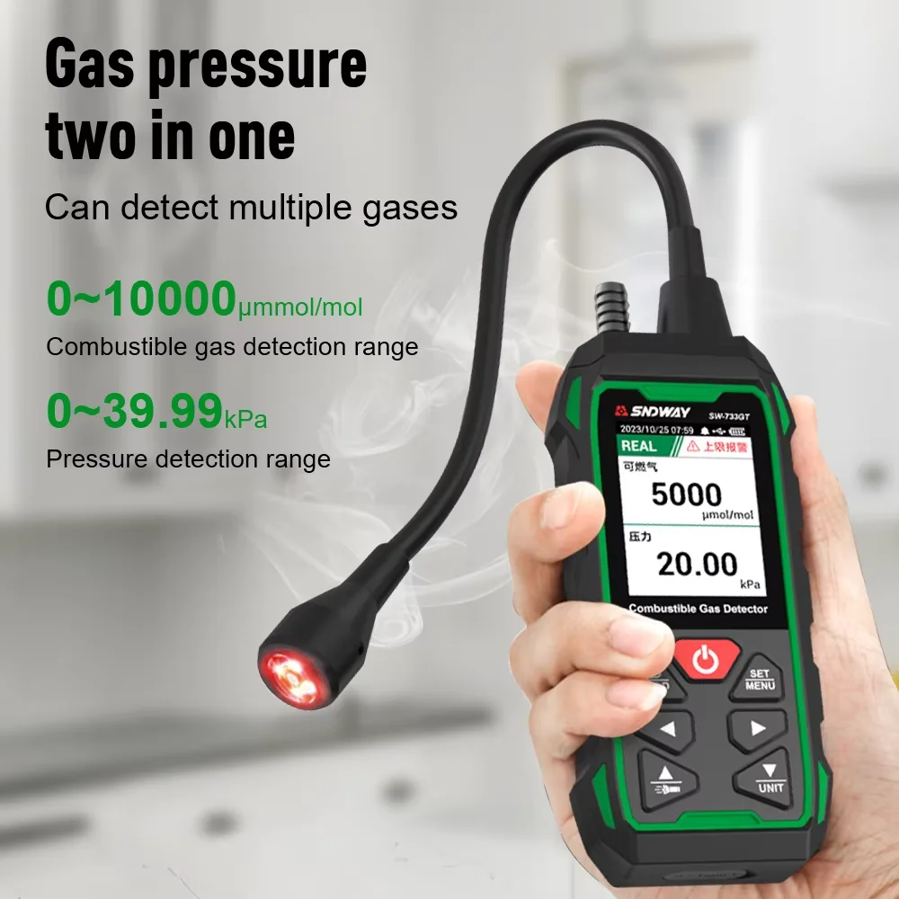 

SW-733GS/GT Combustible Gas Leak Detector – Portable Sniffer for Natural Gas, LPG, Methane, Isobutane ,0-10,000 PPM Range