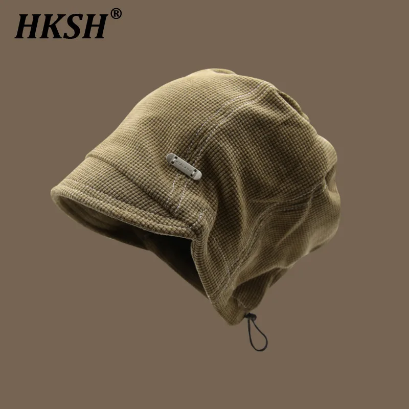 HKSH Autumn Winter Men's Tide Punk Small Brimmed Drawstring Knitted Stacked Hat Women Waste Soil Style Versatile Chic Cap HK3443