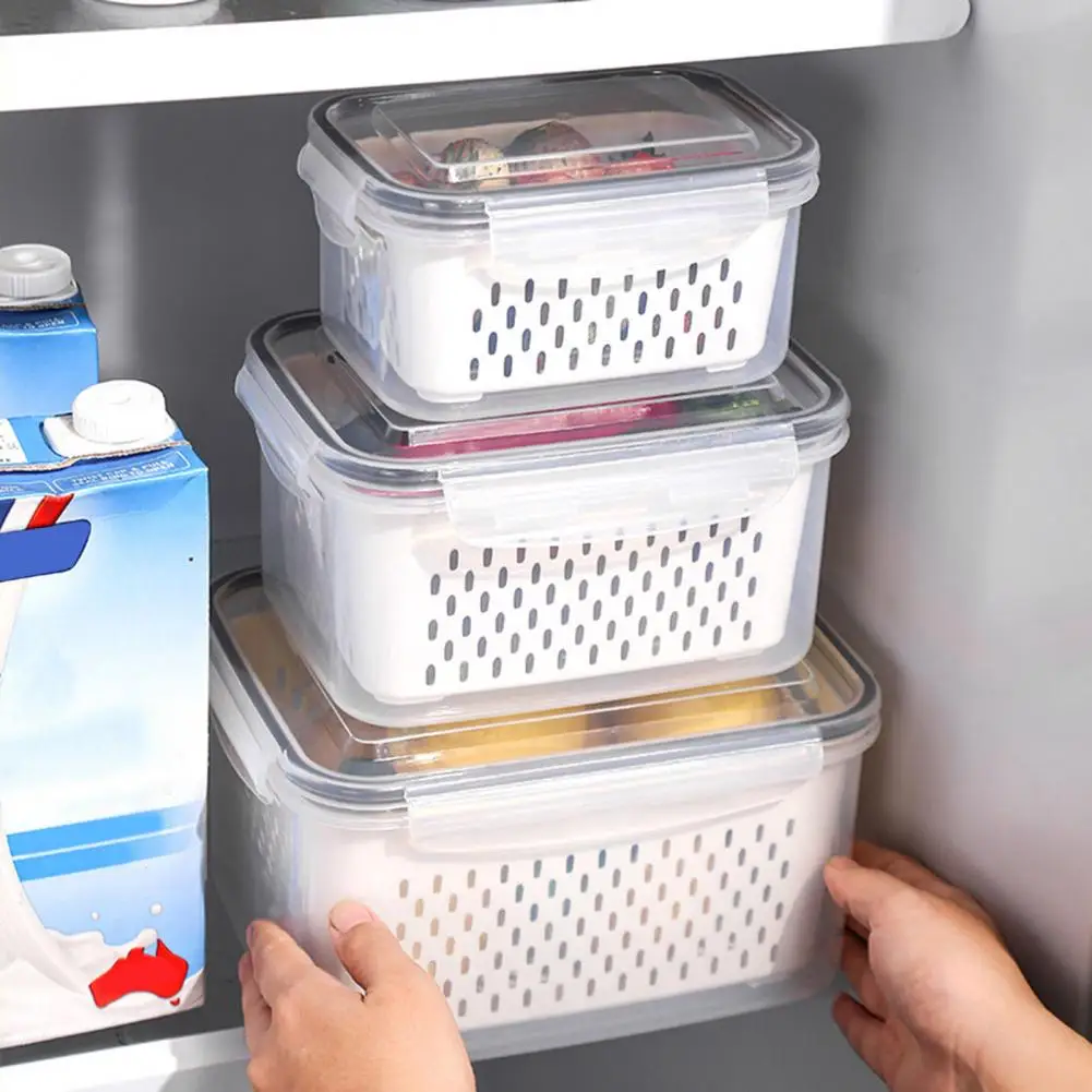 Recipientes empilháveis do armazenamento do fruto, Refrigerador mais nítido, Escorredores removíveis, Bpa livre, Armazenamento vegetal