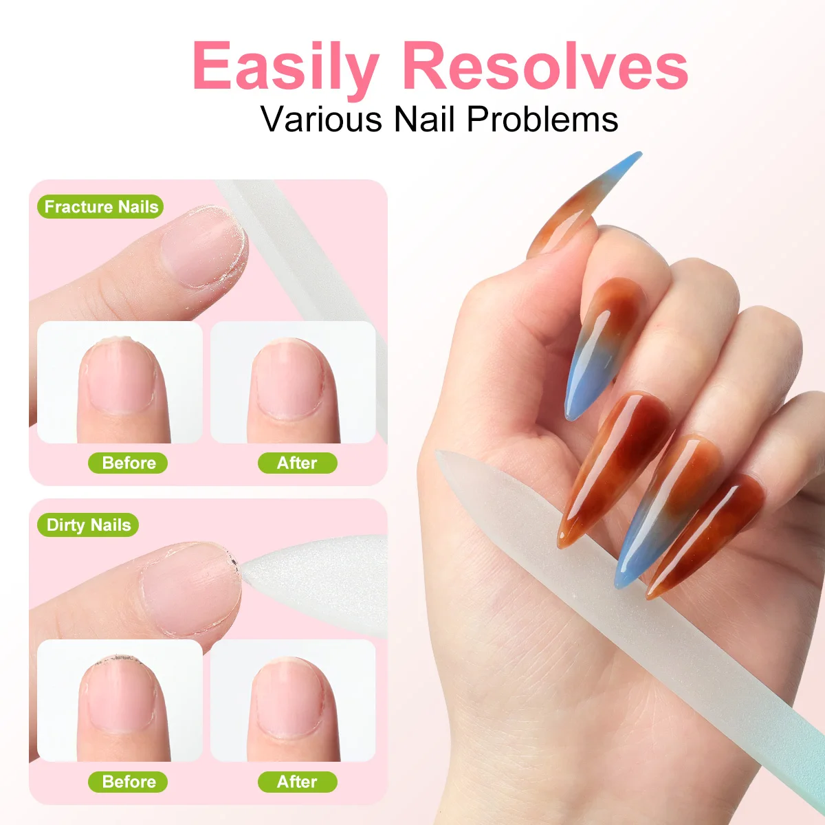 Lima de uñas de vidrio, manicura profesional, frotamiento de arena, lima de uñas de cristal, tampón de Arte duradero, herramienta de salón de manicura para frotamiento de arena