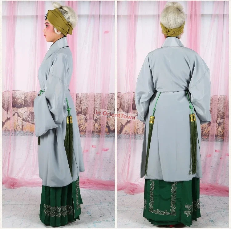 Ópera de Pekín hombre mayor pobre mujer abrigo + falda Ministerio consejero Lao Dan bata vestido ópera china disfraces tradicionales de propietario
