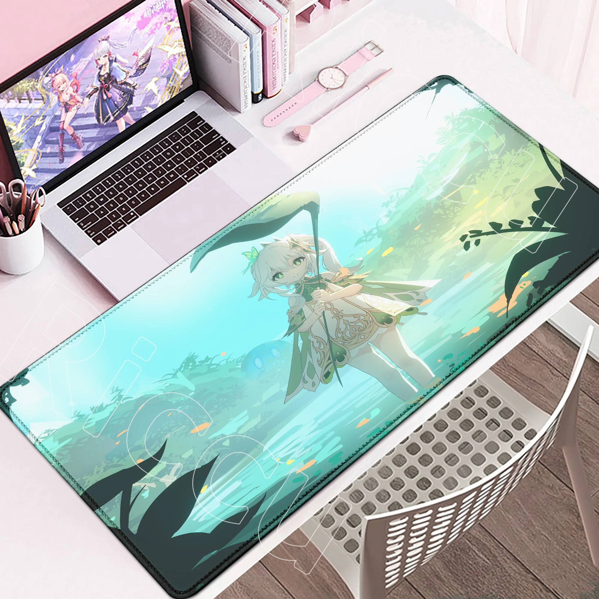 

Pretty Genshin Impact Mousepad Anime Yae Miko Nahida Navia Mouse Pad Laptop Gamer Accessories Big Desk Mat Computer Keyboard Rug