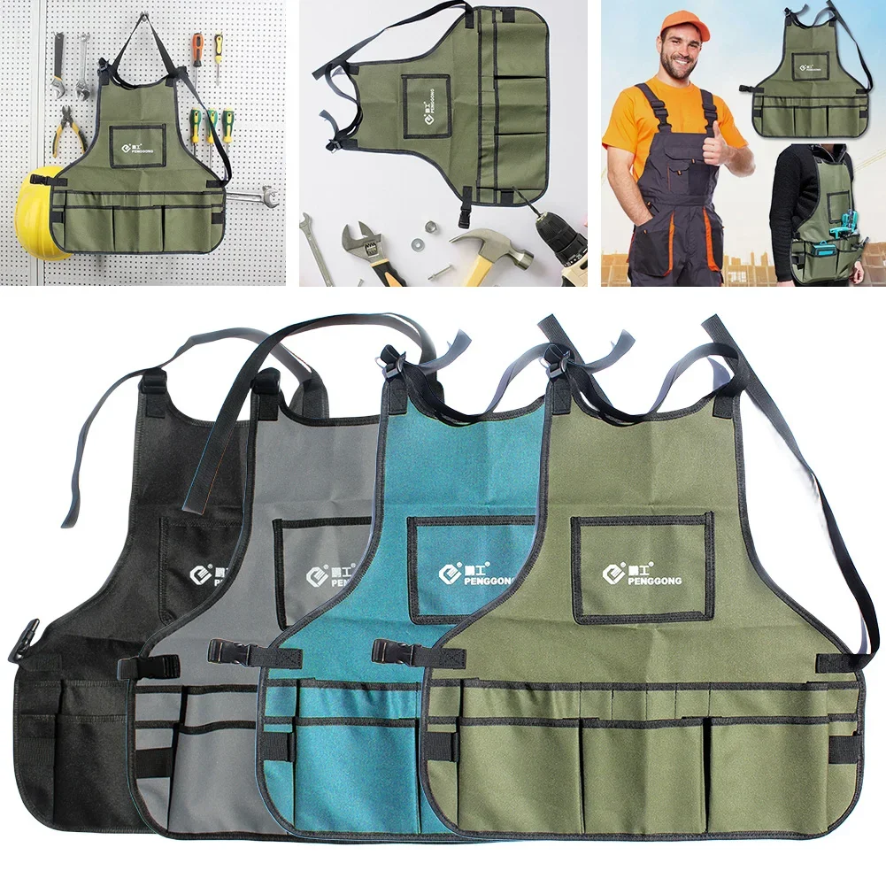 Work Tool Apron Oxford Cloth with Multi-pocket Woodworking Apron Waterproof Gardening Work Apron for Workshop Mechanic Carpenter