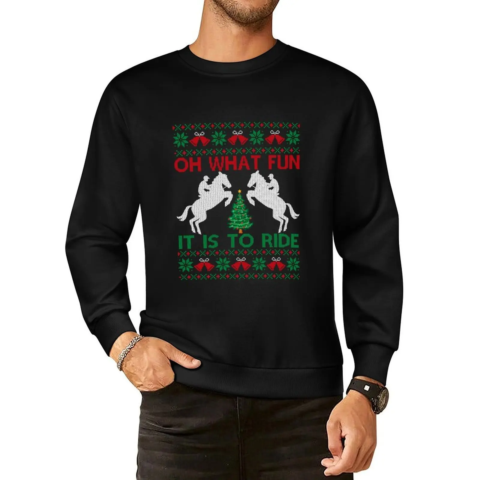 

Oh What Fun It Is To Ride Horse Ugly Christmas Funny Race пуловер с капюшоном мужское пальто новые толстовки