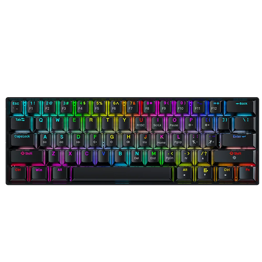 

K61 Mechanical Keyboard 2.4G Wireless/Bluetooth/Wired Three-model 61 Keys Keycap 60% Layout Quick Trigger RGB E-sports Games