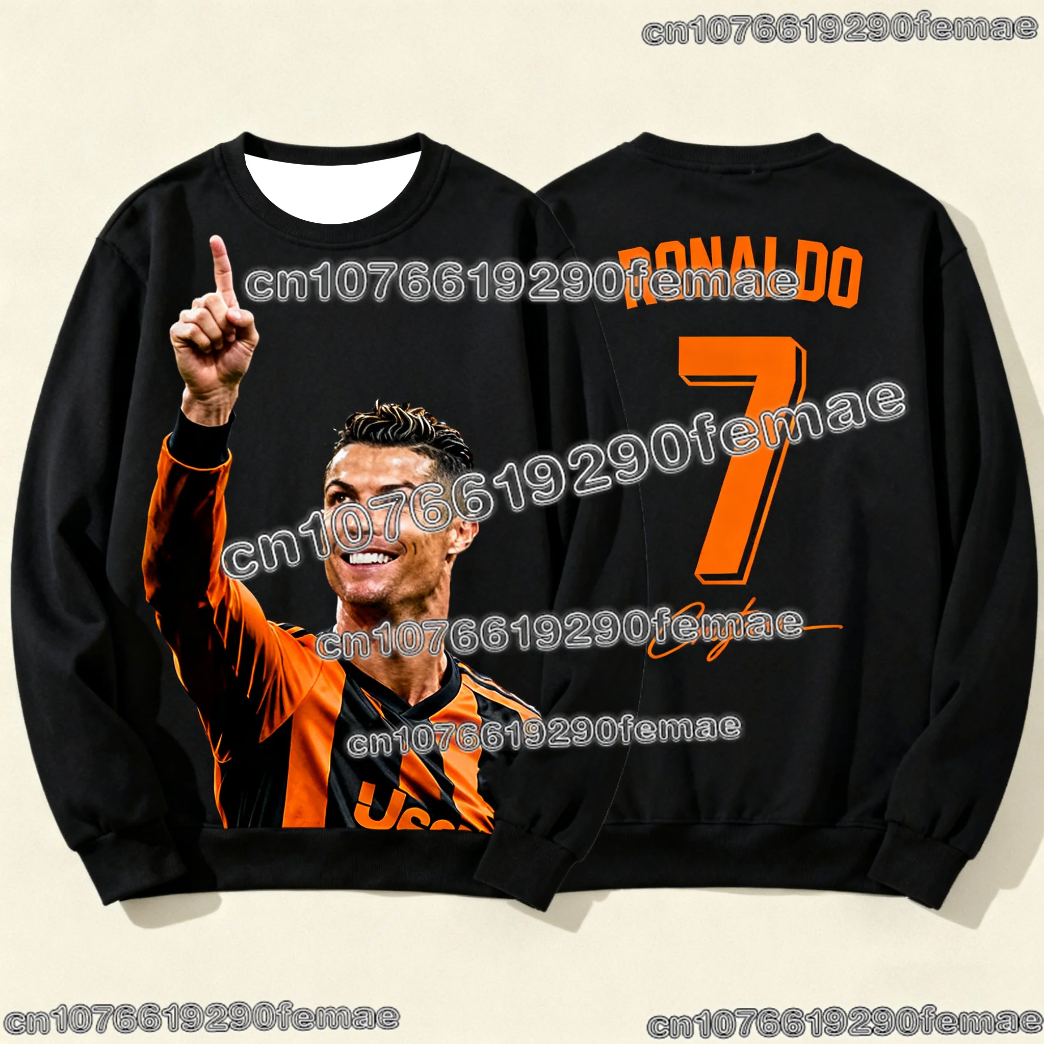 سويت شيرت رونالدو ذو الإصدار التذكاري لمحبي كرة القدم بأكمام طويلة للأطفال والكبار ملابس رياضية عصرية للشارع #5