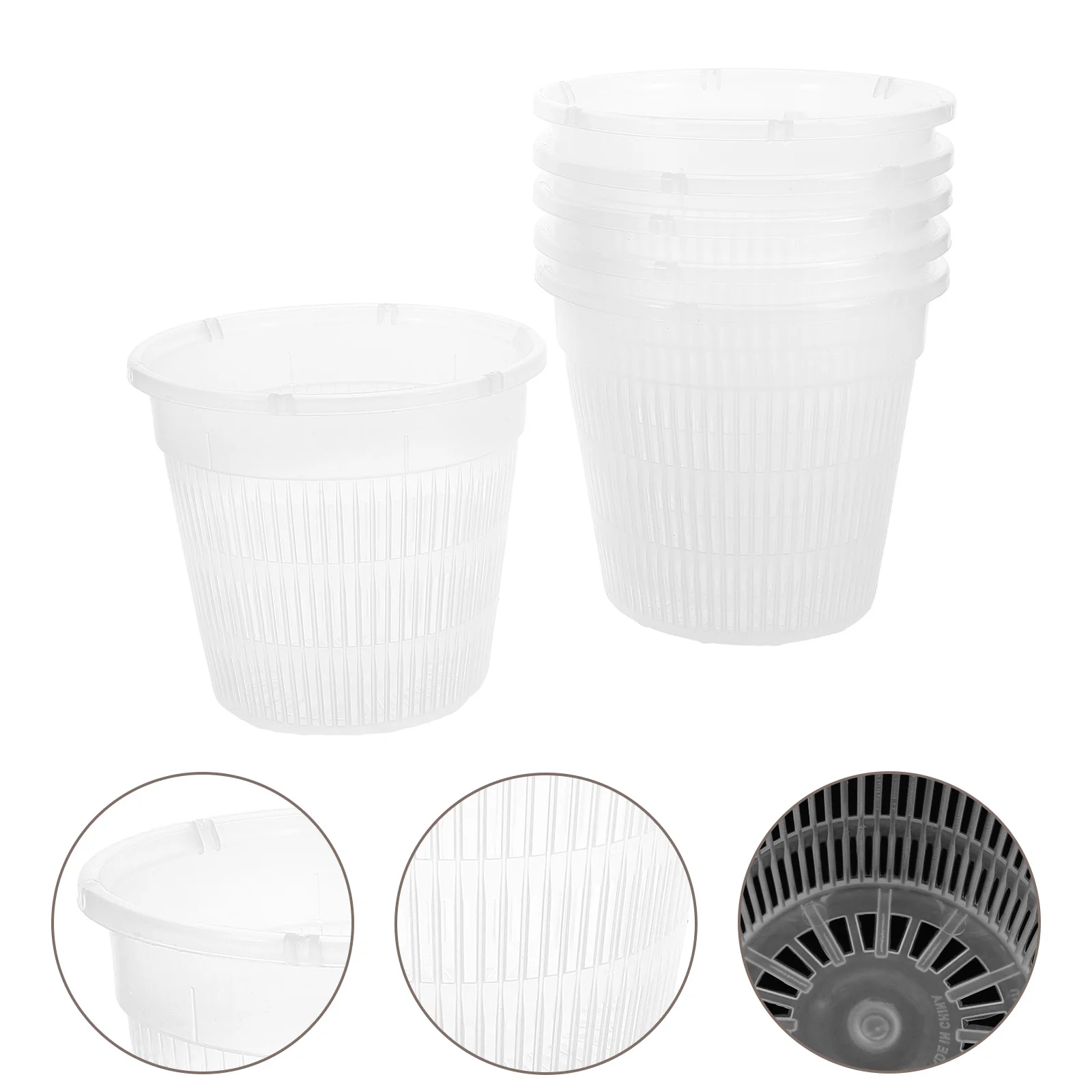 

6 set Clear Orchid Pots Plastic Planters With Drainage Holes Breathable Hydroponic Transparent Nursery Flowerpots For Indoor