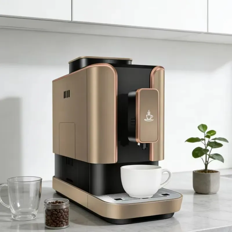 STLF The coffee machine has a built-in grinder and frother to make espresso. This is a home coffee machine.