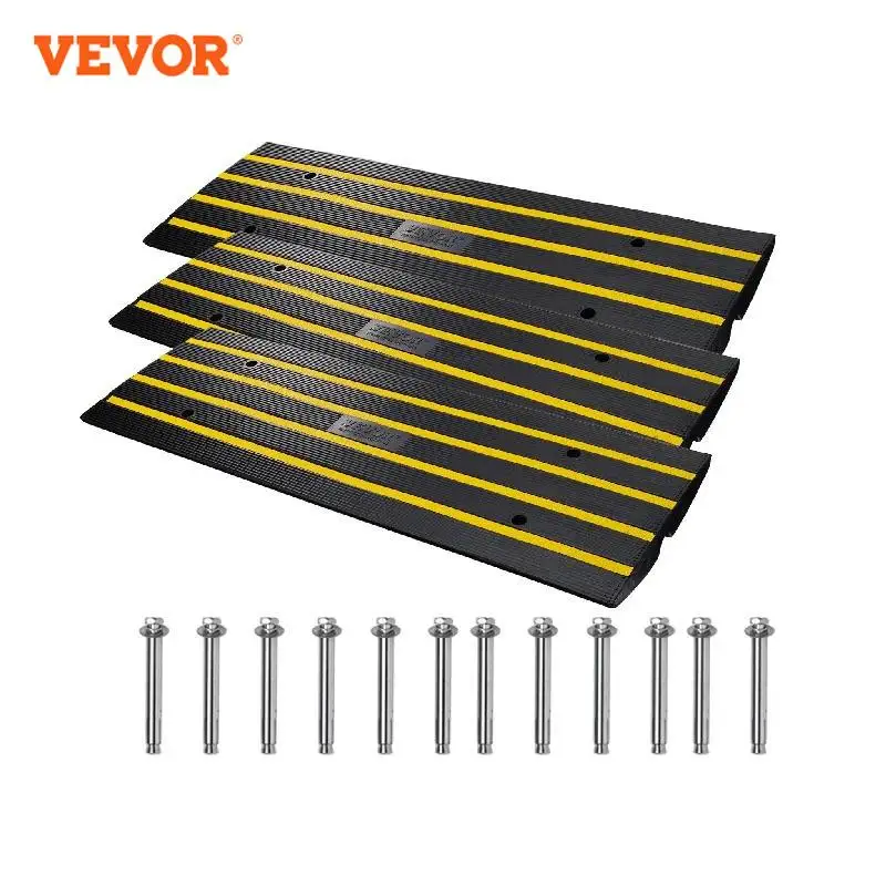 

VEVOR 1/2/3 Packs Cable Protector Ramp Curb Rubber Driveway Threshold Bridge Expandable Ramps for Loading Dock Garage Sidewalk