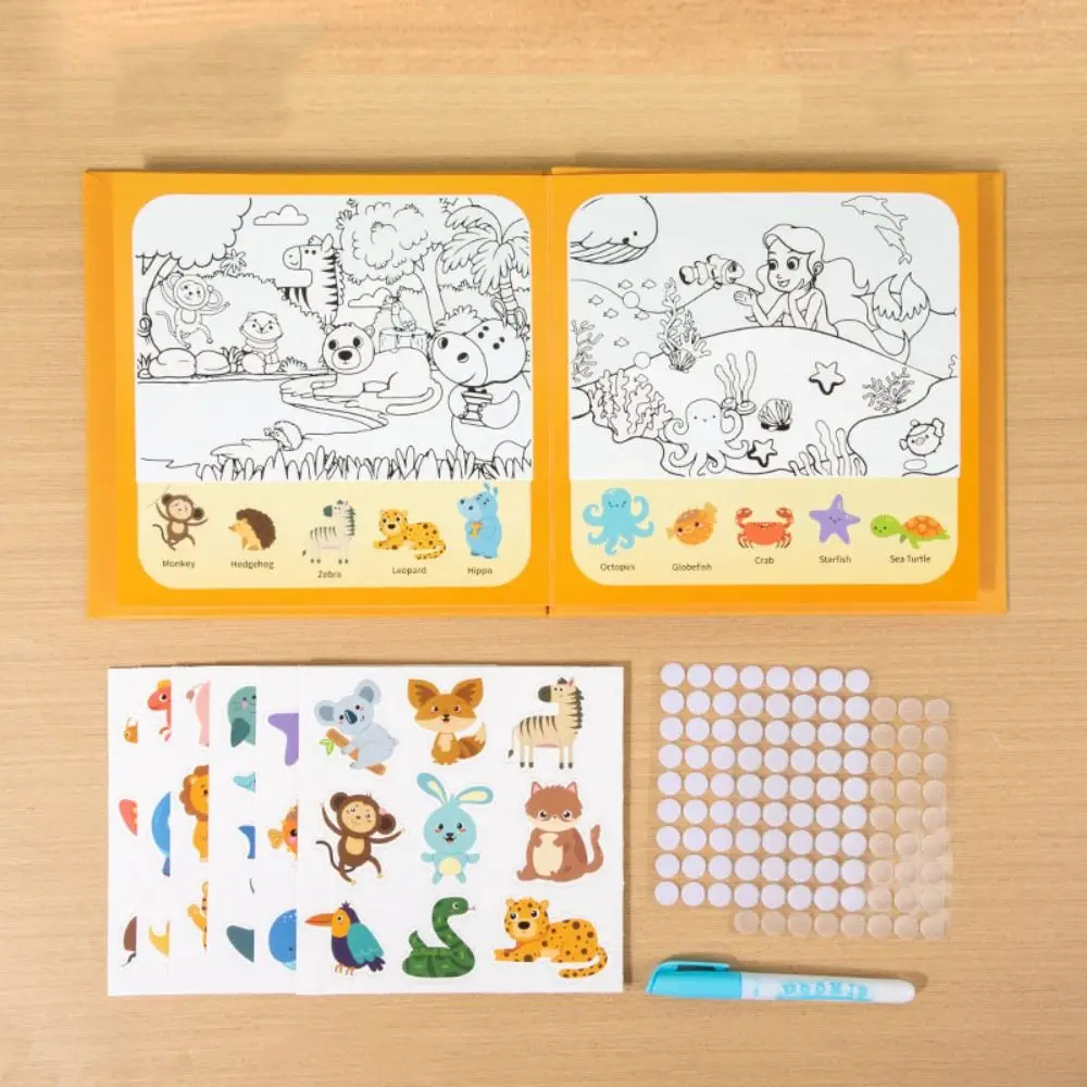 Livre de dessin à l'eau en papier réutilisable pour enfants, livre de coloriage sans effroi, peinture à l'eau, jouets de dessin, début léone, nition