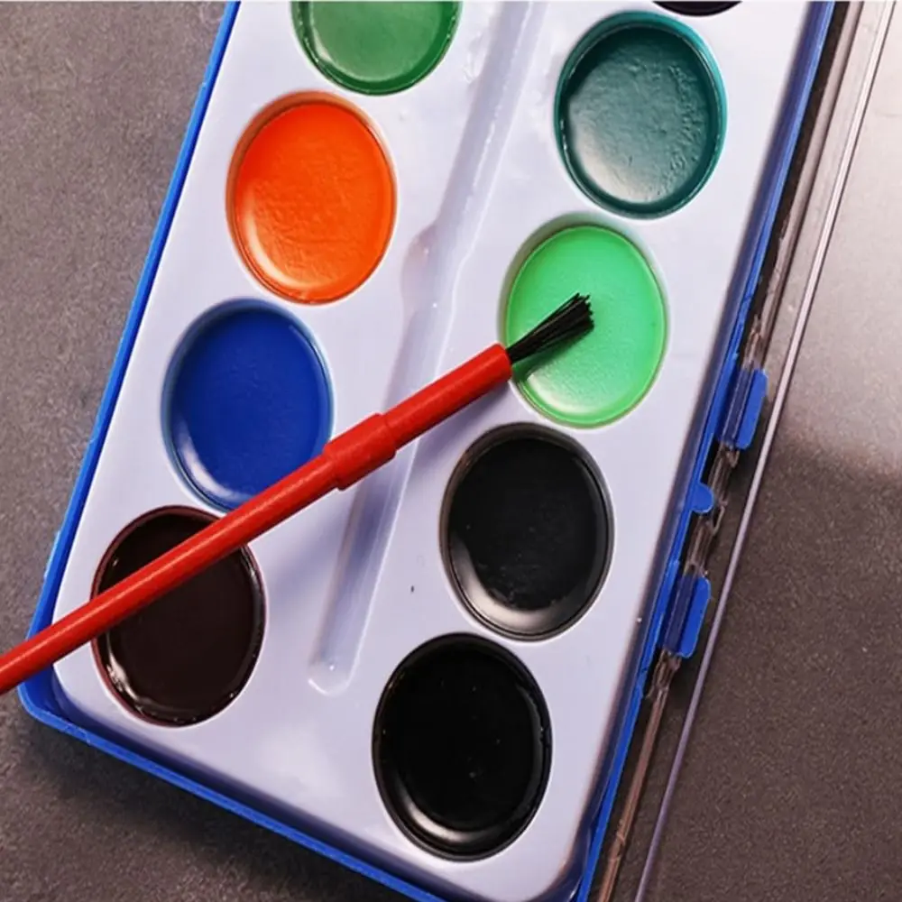 

8 Colors Watercolor Paint Set With Water Brush Pen Heart Shaped Watercolor Paint Palette Solid Portable Water Color Paints