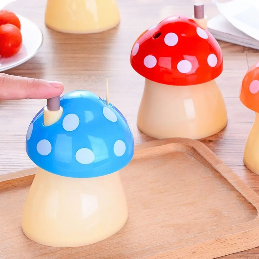 Plastic Mushroom Toothpick Holder Toothpick Storage Container Press Type Mushroom Toothpick Box Automatic Toothpick Dispenser