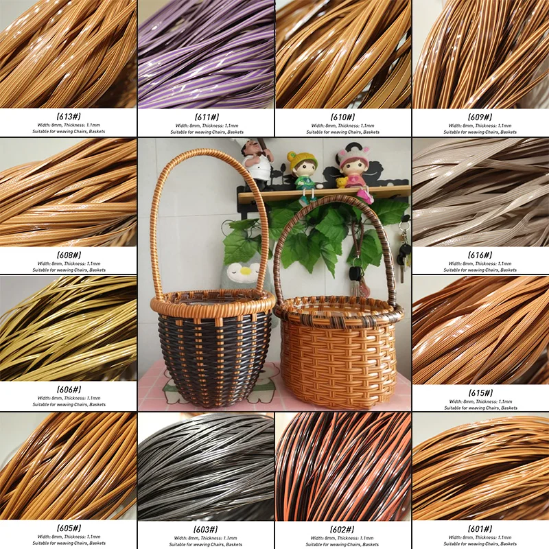 500g Gradient Flat Synthetic Rattan Material Diy Handmade Weaving Plastic Rattan Knit and Repair Chair Table Home Decor 60 Meter